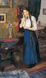 Max Schüler: Junge Frau am Telefon, 1912