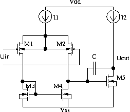 Miller-Differenzverstärkers mit MOSFETs