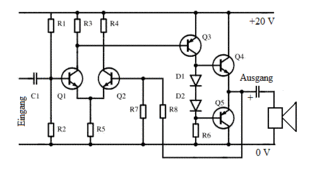 Eisenlose Endstufe mit Komplementär-Transistoren